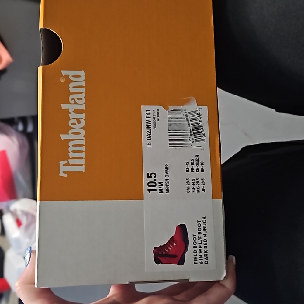 Mens Timberland boots.  Red    10.5